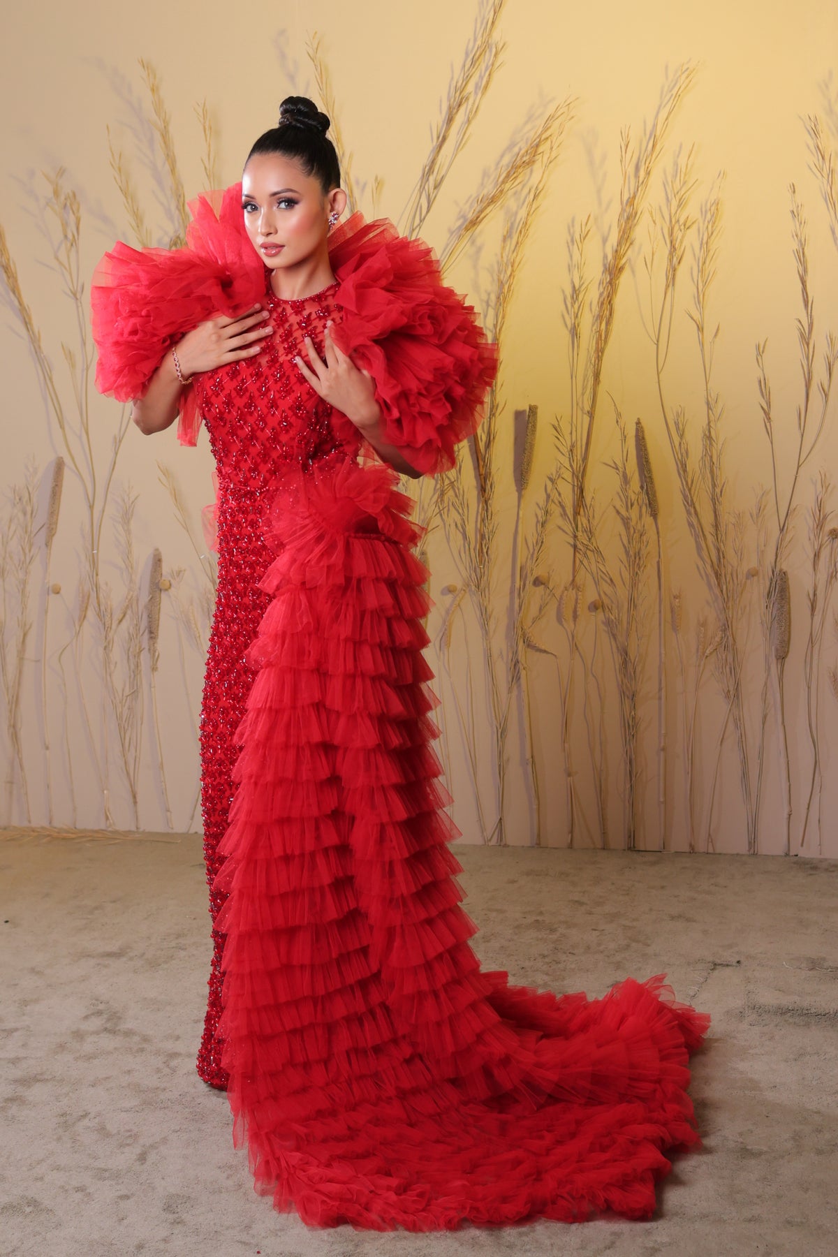 Red Agnes Bejewelled Gown