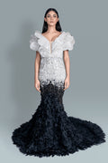 Fishcut gown full of intricate crystals and Swarovski stones - Front