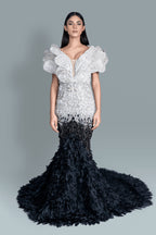 Fishcut gown full of intricate crystals and Swarovski stones - Front