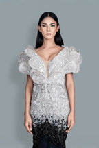 Fishcut gown full of intricate crystals and Swarovski stones - Close-up