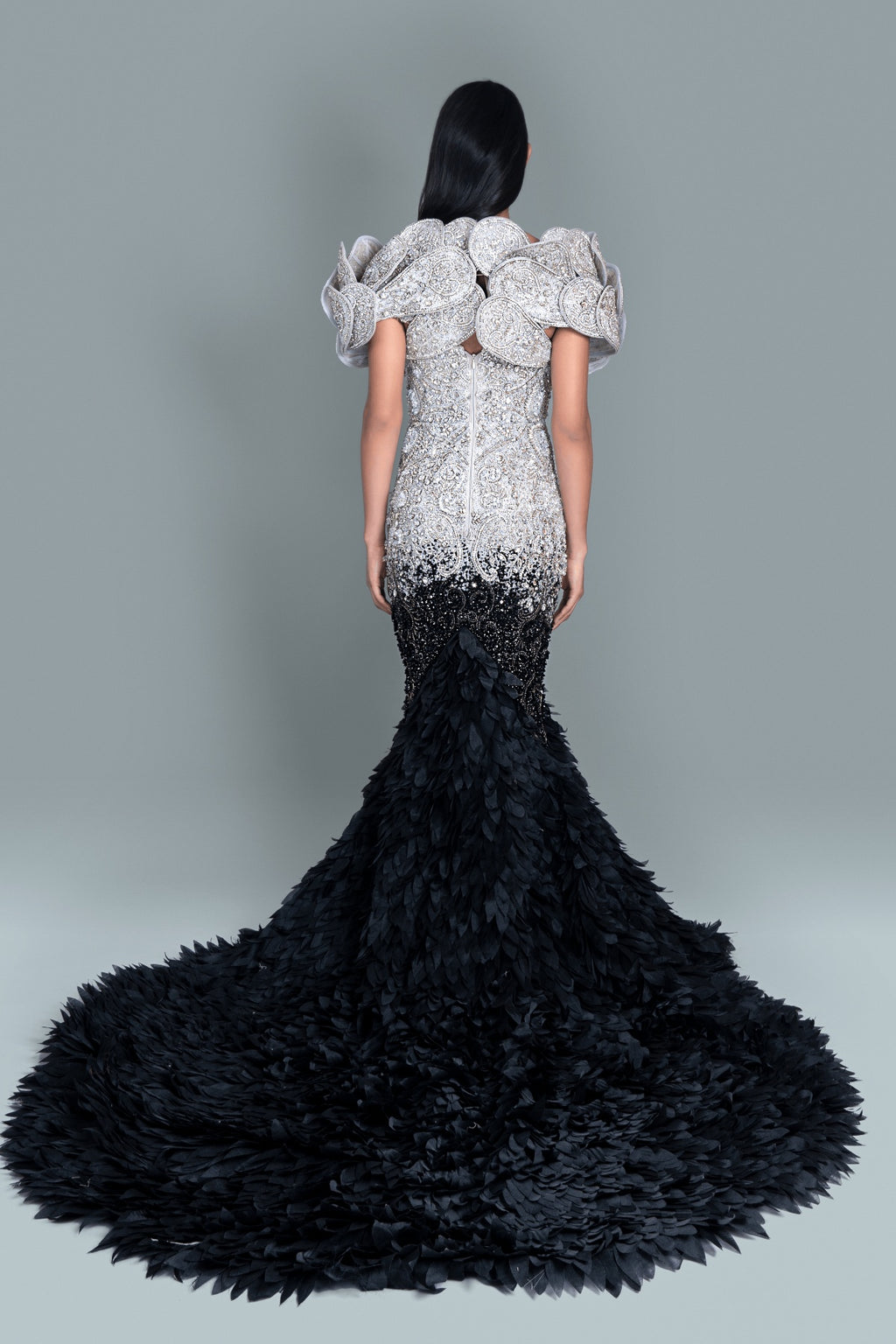 Fishcut gown full of intricate crystals and Swarovski stones - Back