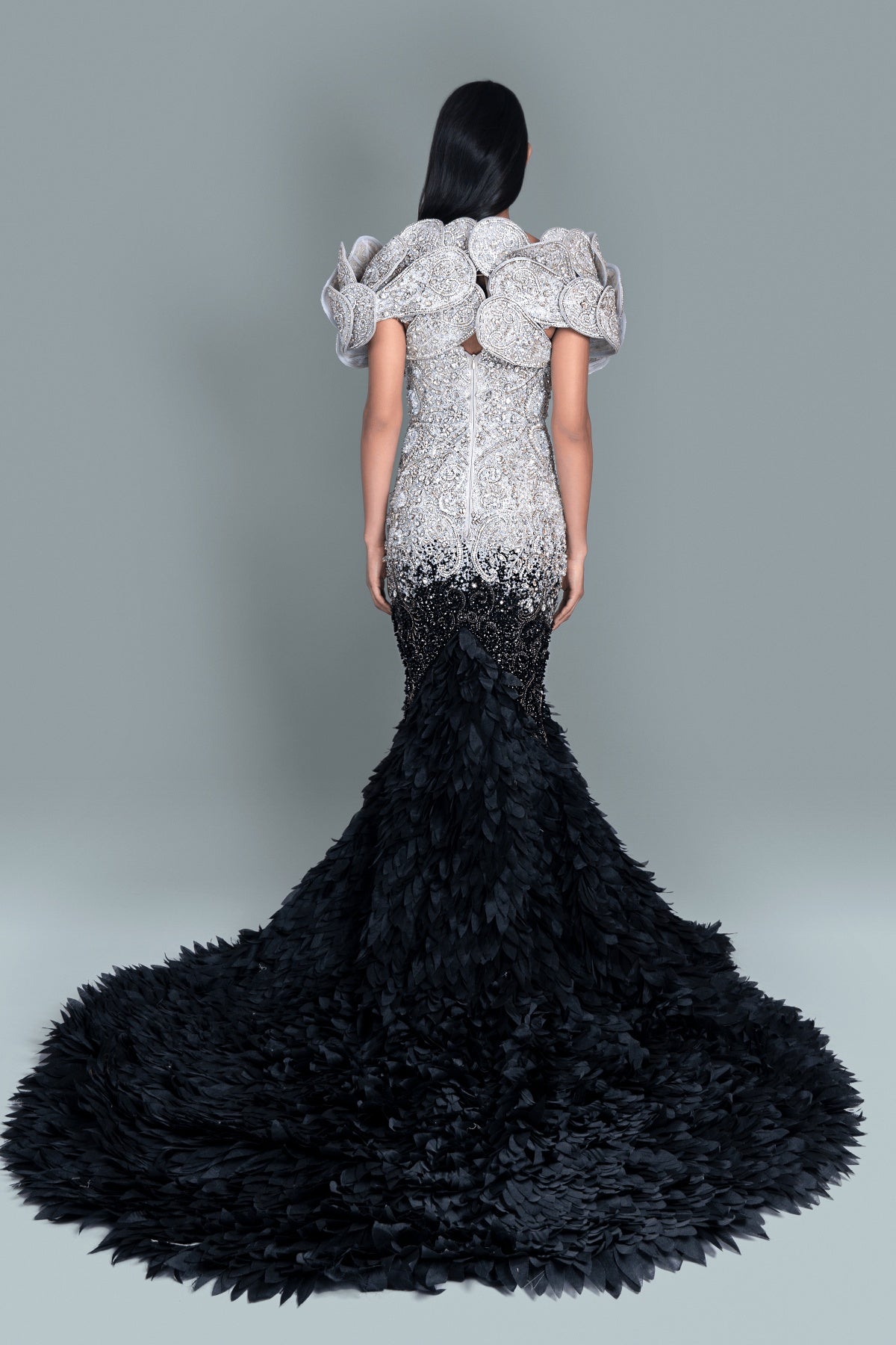 Fishcut gown full of intricate crystals and Swarovski stones - Back