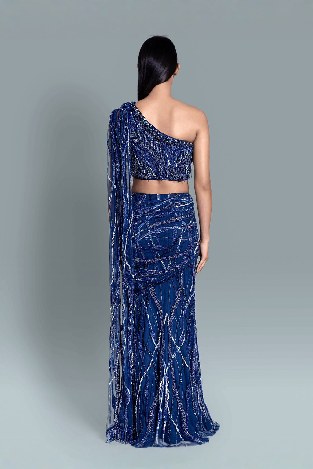 Pillar saree gown - Back
