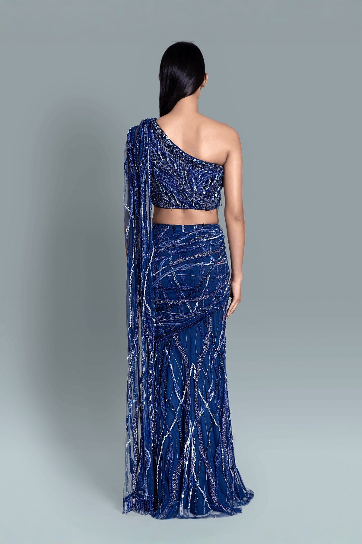 Pillar saree gown - Back