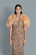 Gold embroidered heavy gown - Front