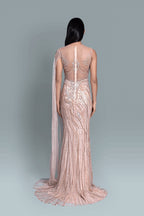 Saree gown with a drama of illusion in intricate embroidery - Back
