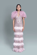 Feather embroidery gown - Front