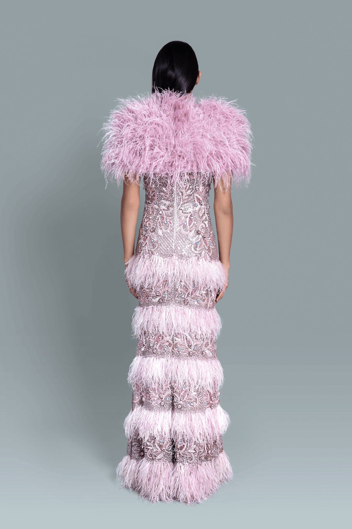 Feather embroidery gown - Back