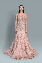 Strapless couture handwork gown - Front