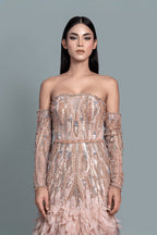 Strapless couture handwork gown - Close-up