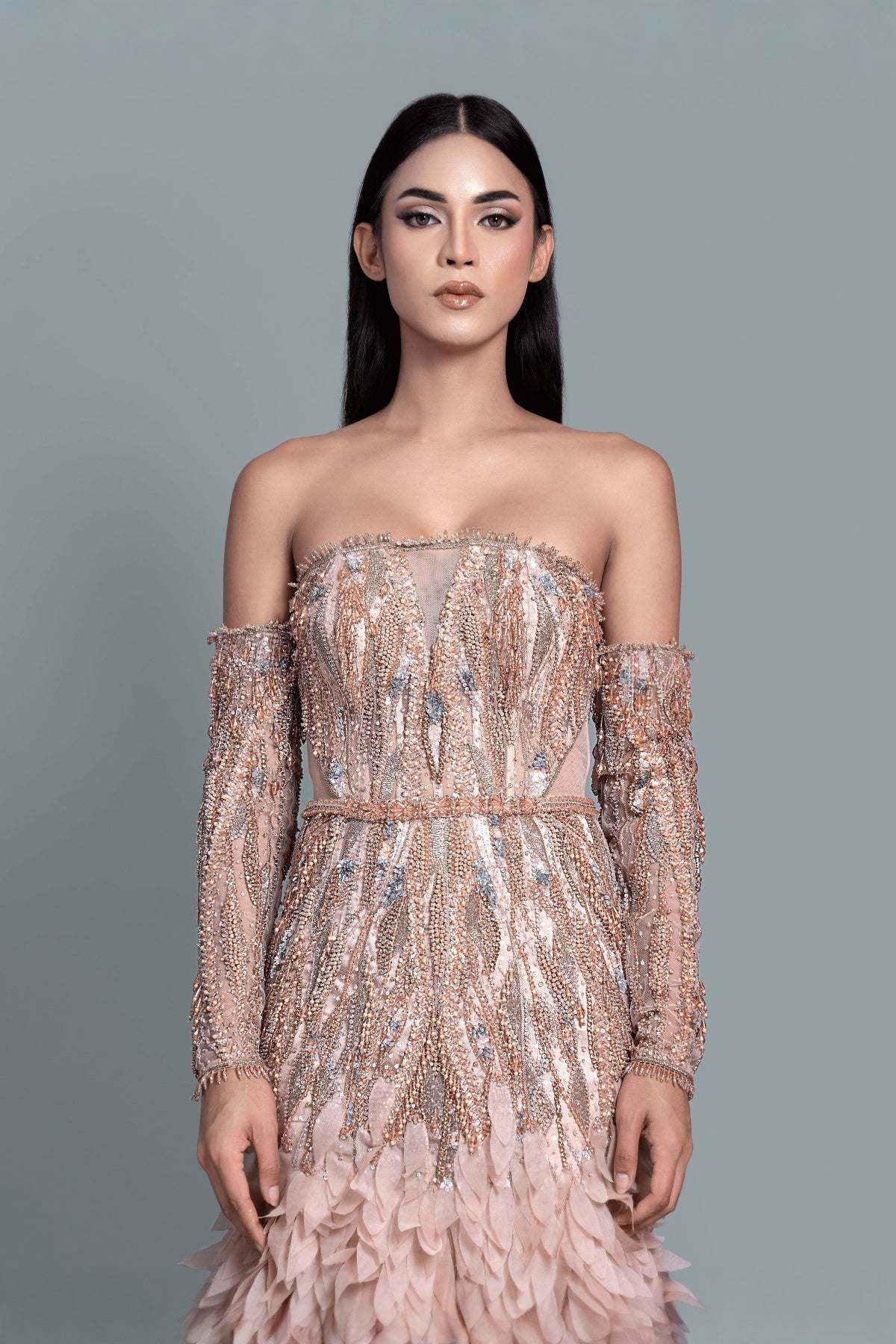 Strapless couture handwork gown - Close-up