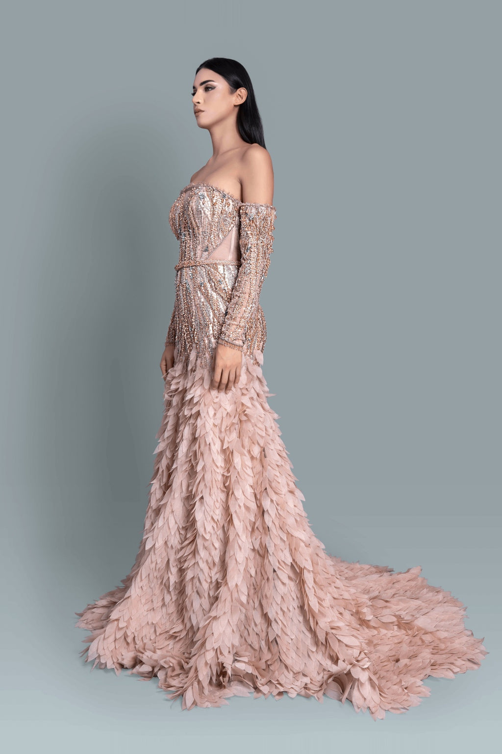 Strapless couture handwork gown - Side