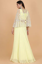 Floral Embroidered Cape With Lehnga Skirt