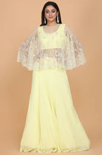 Floral Embroidered Cape With Lehnga Skirt