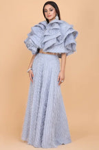 Artisanal Drape Top Skirt Set for Effortlessly Chic Style | AmitGT Couture