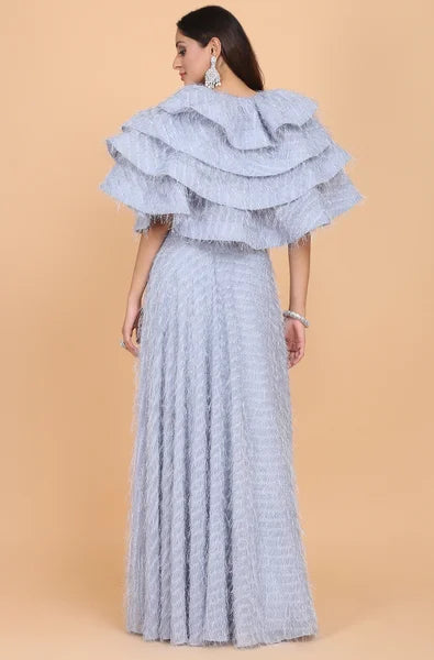 Artisanal Drape Top Skirt Set For Effortlessly Chic Style