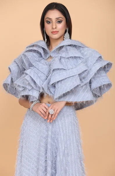 Artisanal Drape Top Skirt Set For Effortlessly Chic Style