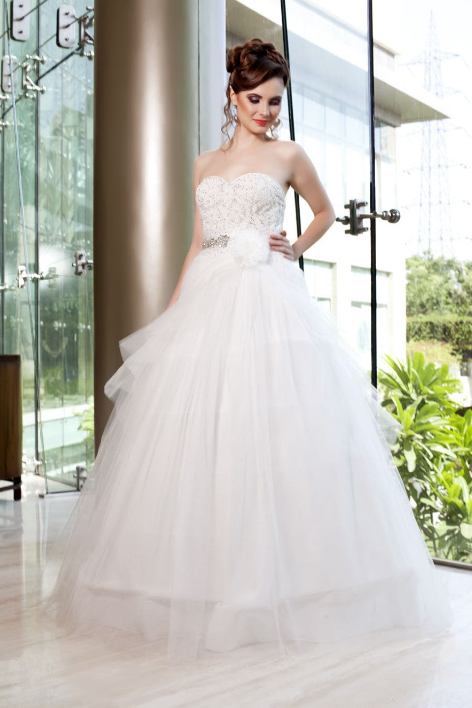 Bianca Wedding Gown With Corsage | Elegant Bridal Fashion - AmitGT Couture