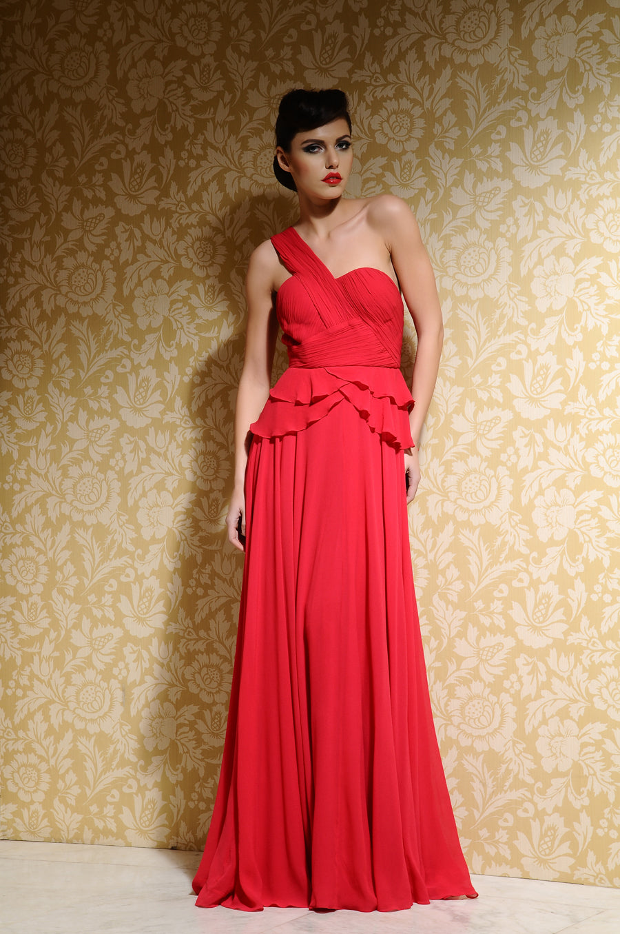 Ruffled Peplum Gown - Exquisite Handcrafted Fashion | AmitGT Couture