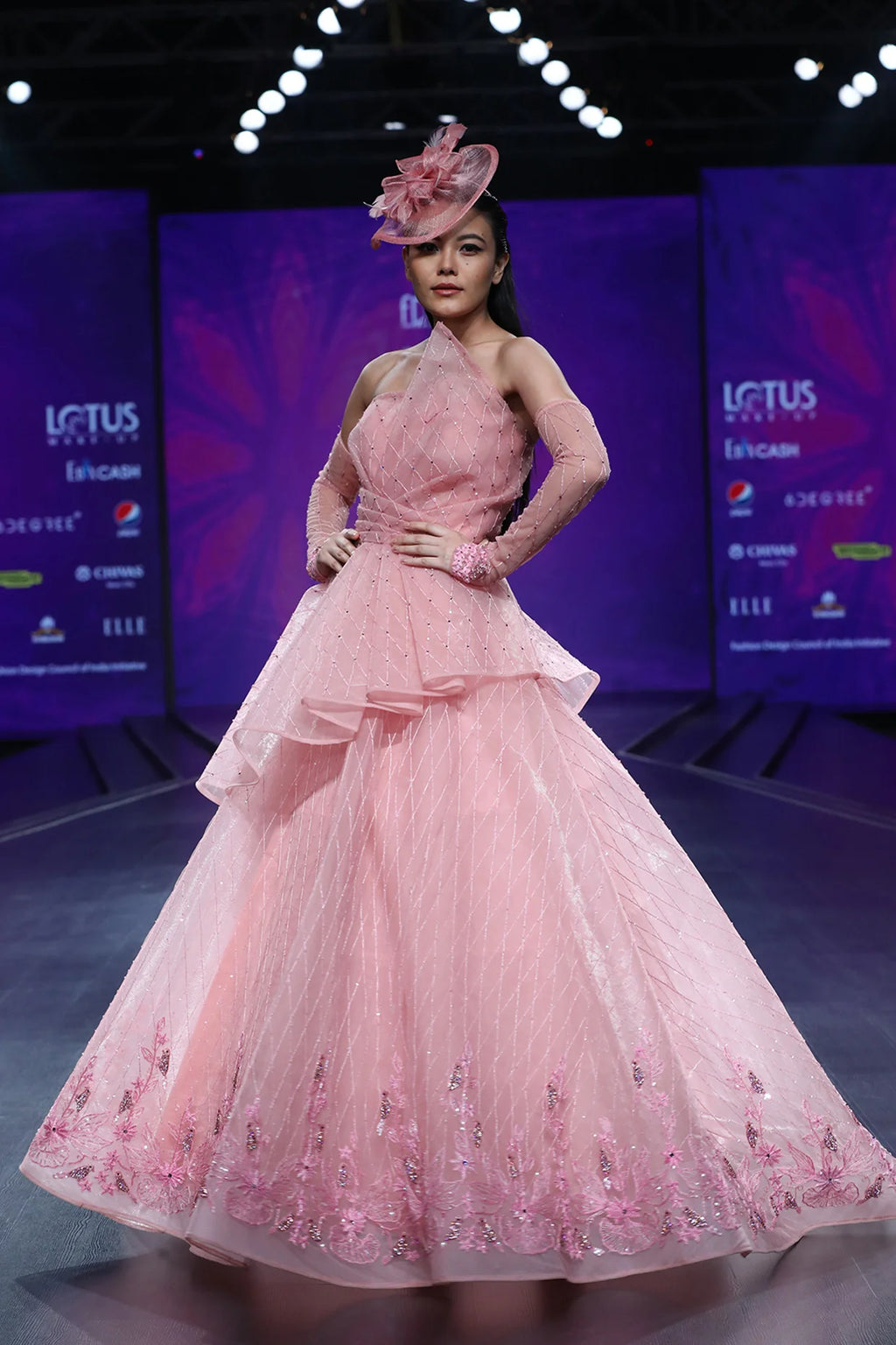Light Pink Ball Gown With Bird Motif