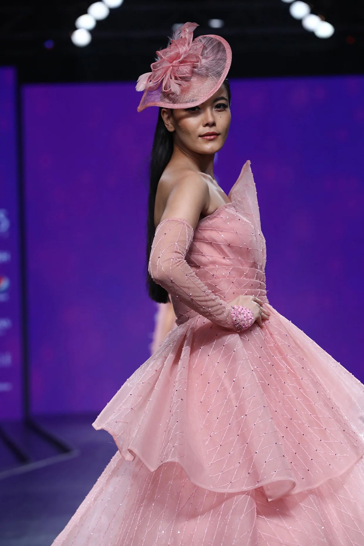 Light Pink Ball Gown With Bird Motif