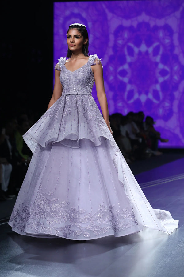 Mauve Peplum Ball Gown - Luxury Fashion | AmitGT Couture