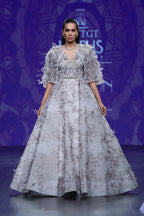 Carla Lily Motif Ball Gown With Jacket | AmitGT Couture