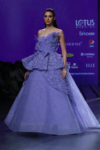 Carlose 3d Flower Applique Motif Tierd Bow Ball Gown  | AmitGT Couture