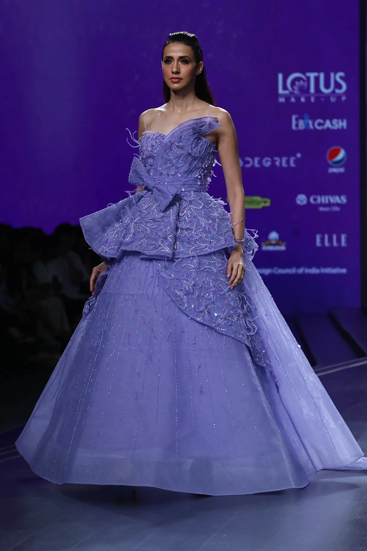 Carlose 3d Flower Applique Motif Tierd Bow Ball Gown  | AmitGT Couture