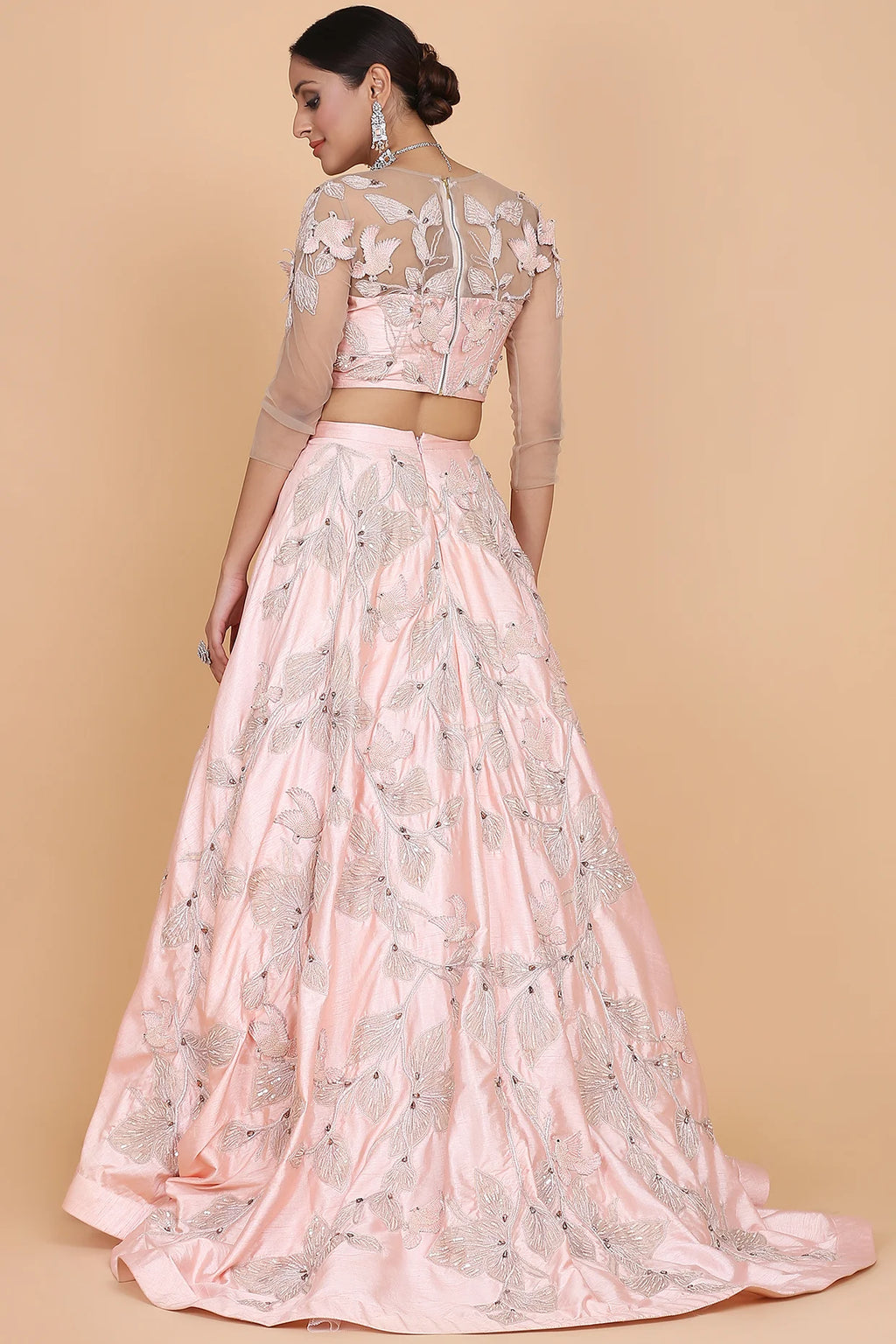 Calla Lilies With Birds Lehenga