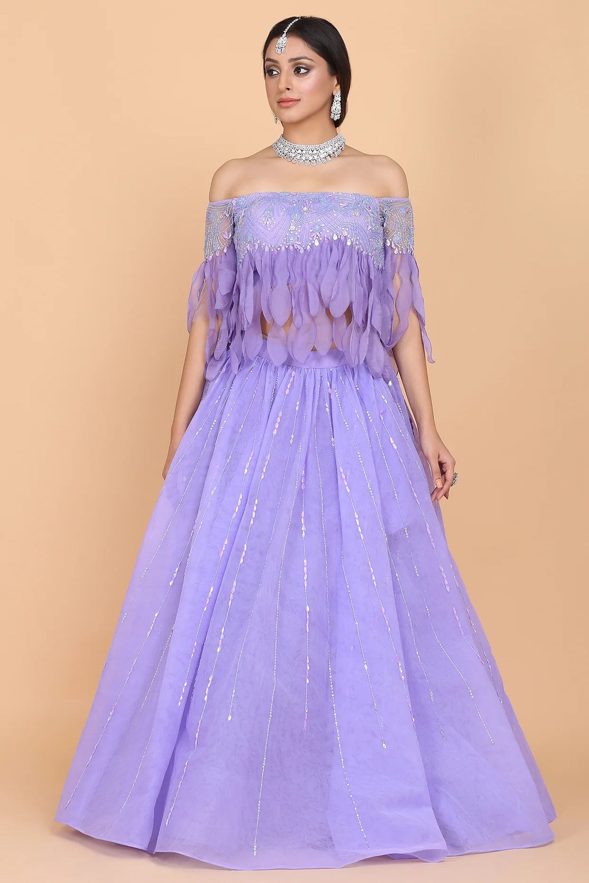 Beaded And Fringed Blouse And Lehnga | AmitGT Couture