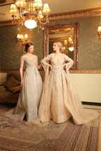 Pleated Ball Gown With Hand Braided Blooms