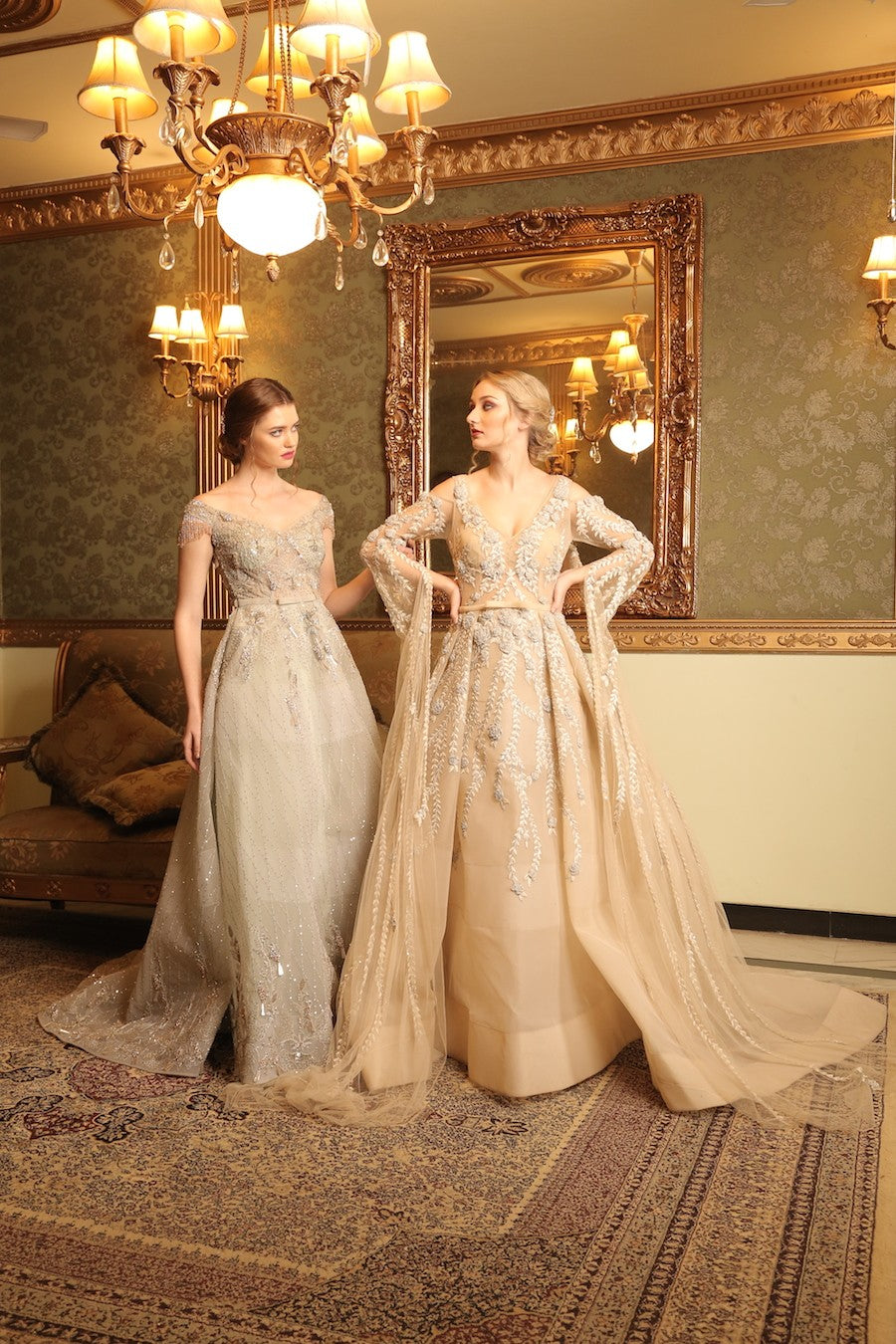 Pleated Ball Gown With Hand Braided Blooms