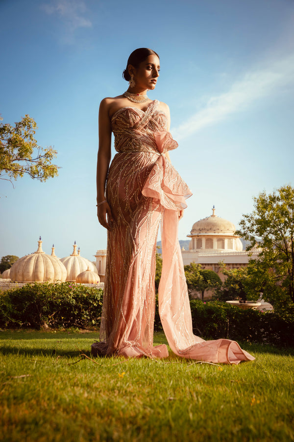 INGRID ROUGE Gown - Elegant Luxury Fashion | AmitGT Couture