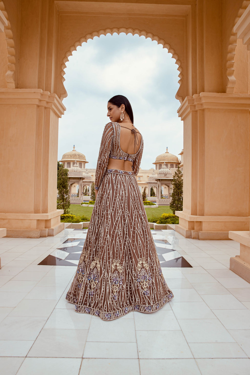 Scintilla Mocha Lehenga - Elegant Handcrafted Indian Ethnic Wear | AmitGT Couture