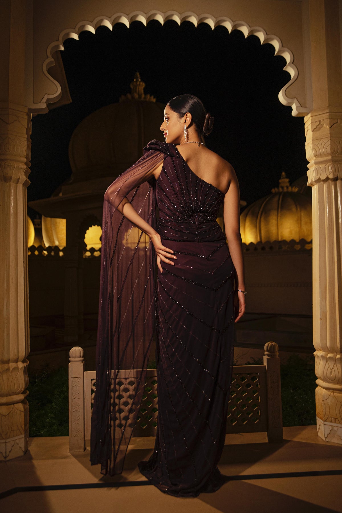 Cosmos Saree Gown - Unique Indian Fusion Wear | AmitGT Couture