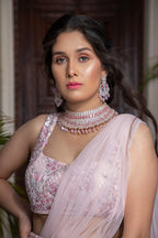 Light Pink Georgette Draped Saree Gown