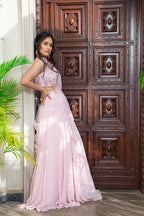 Light Pink Georgette Draped Saree Gown
