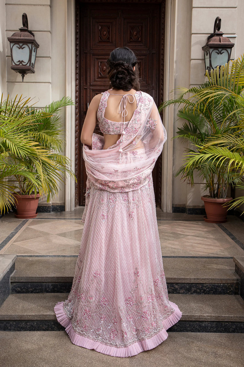 Light Pink Fully Embroidered Mermaid Lehenga