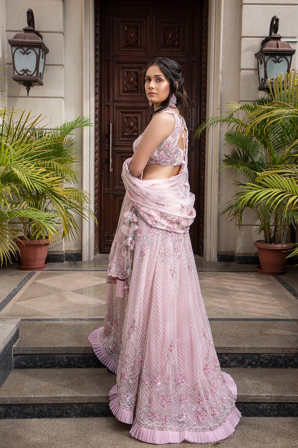 Light Pink Fully Embroidered Mermaid Lehenga