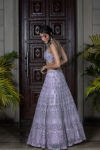 Mauve Fully Hand Embroidered Lehenga