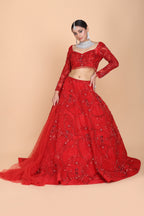Sparkling Bridal Lehenga Set With Sequin, Beads, Stones And Crystals