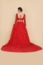Sparkling Bridal Lehenga Set With Sequin, Beads, Stones And Crystals