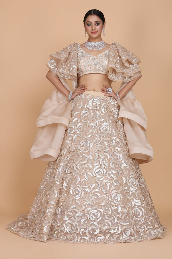 Rosette Bridal Lehenga Set - Exquisite Handcrafted Wedding Attire | AmitGT Couture