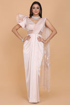 Beaded Blouse and Pallu Draped Sari Gown - Elegant Fashion | AmitGT Couture