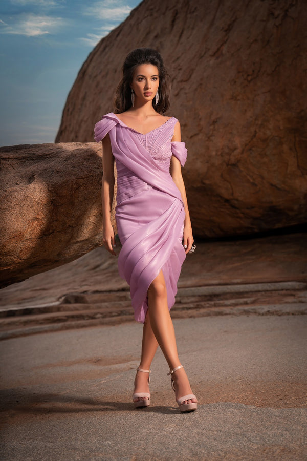 Samaira Drape Dress - Elegant Designer Dress for Special Occasions | AmitGT Couture