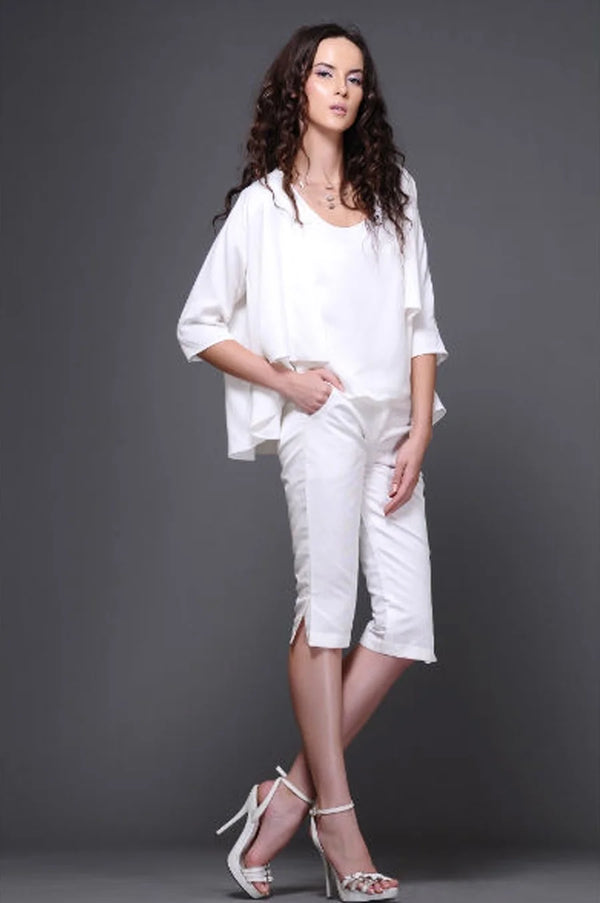 White Capri Pants - Elegant and Comfortable Bottoms | AmitGT Couture