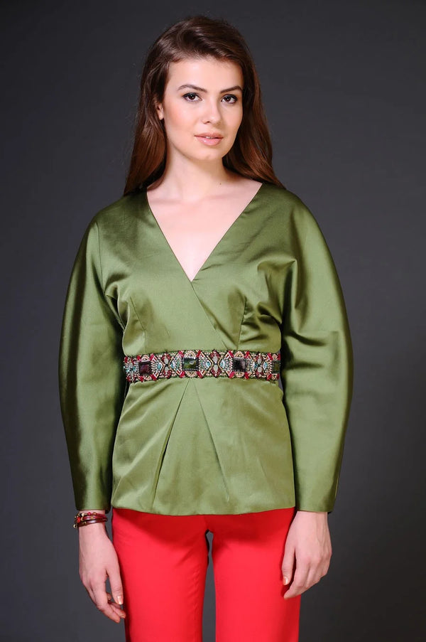 Effortlessly Chic: Wrap Around Style Structured Top | AmitGT Couture