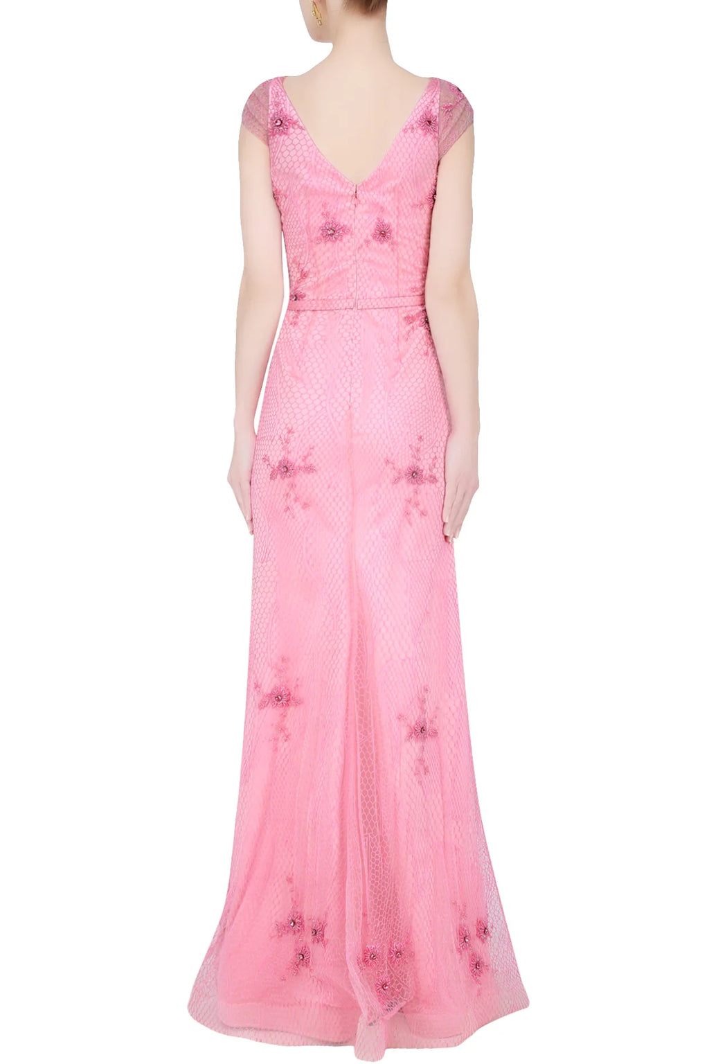 Honeycomb Beaded Floral Gown