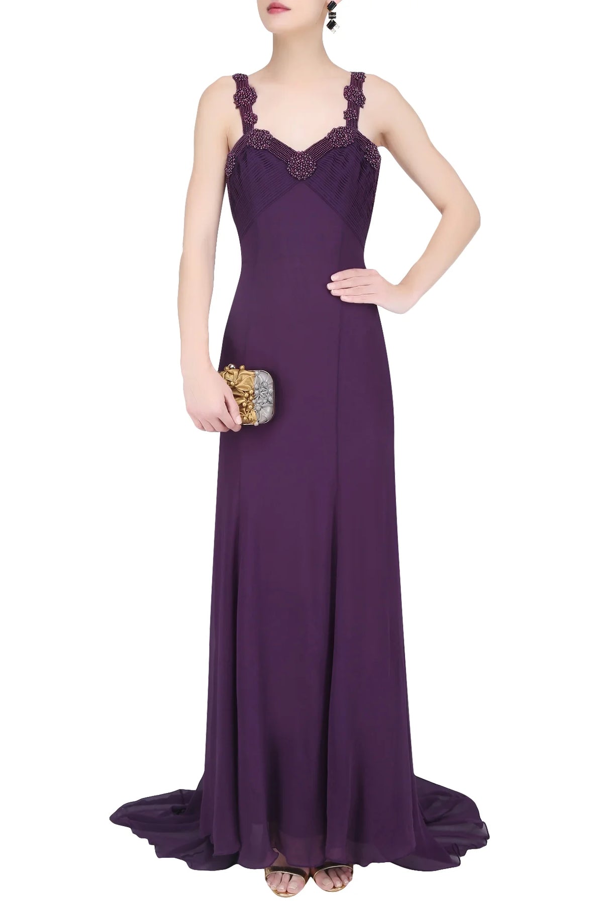 Pearl Embroidered Silk Georgette Gown